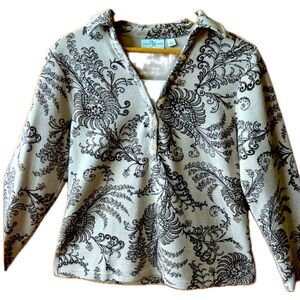 SOLD SOLD SOLD           Women’s Beige and Brown long sleeve collared Floral Top